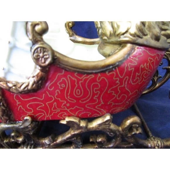 Intricate Reindeer Head Porcelain Ceramic Sleigh EUC Vintage Dillard's 1990's - Picture 14 of 16